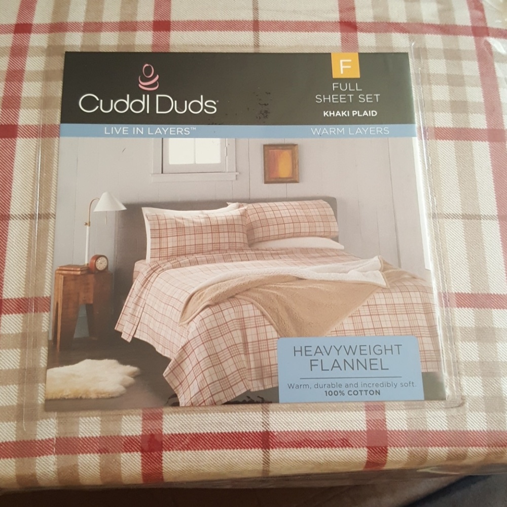 Cuddl Duds heavyweight flannel sheets nwt full sz